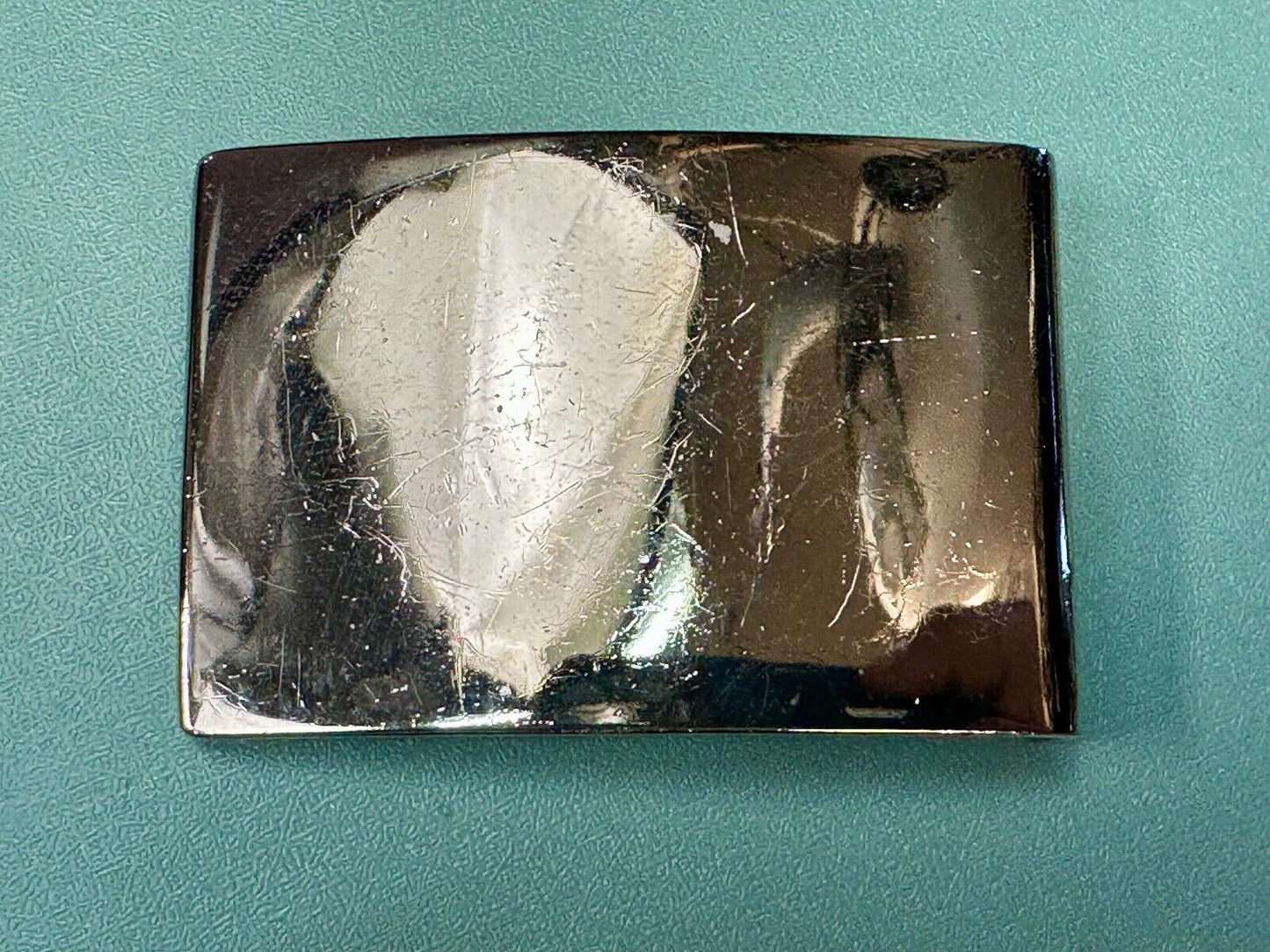 USMC Marine Corp NCO Dress Belt Plate Plain Belt Buckle 6-76 -some discoloration