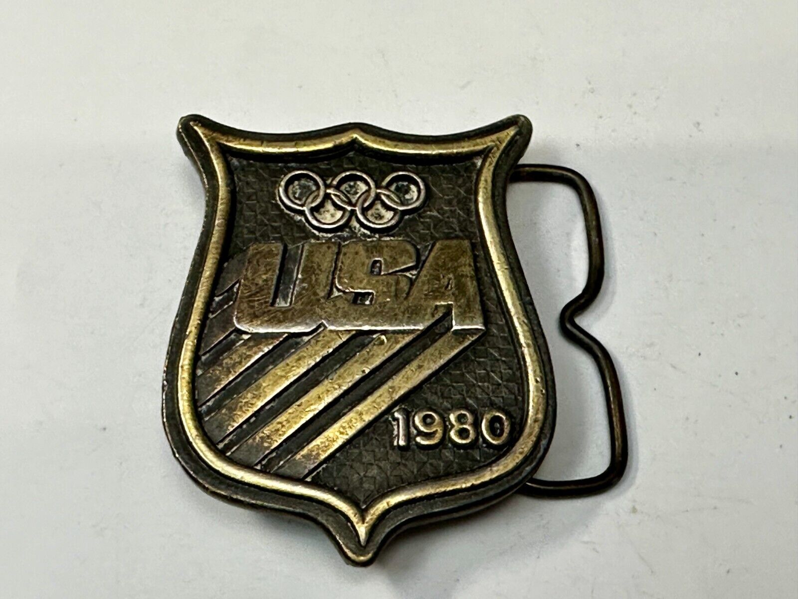 1980 USA Olympic Committee Bergamot Brass Works Vintage Belt Buckle Paul Rollins