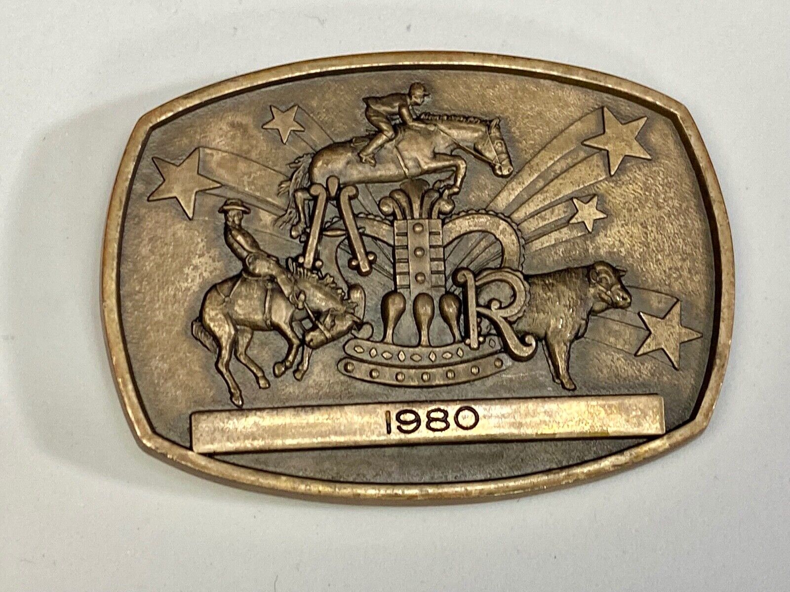 Vintage Horse Jockey Belt Buckle By Jostens 