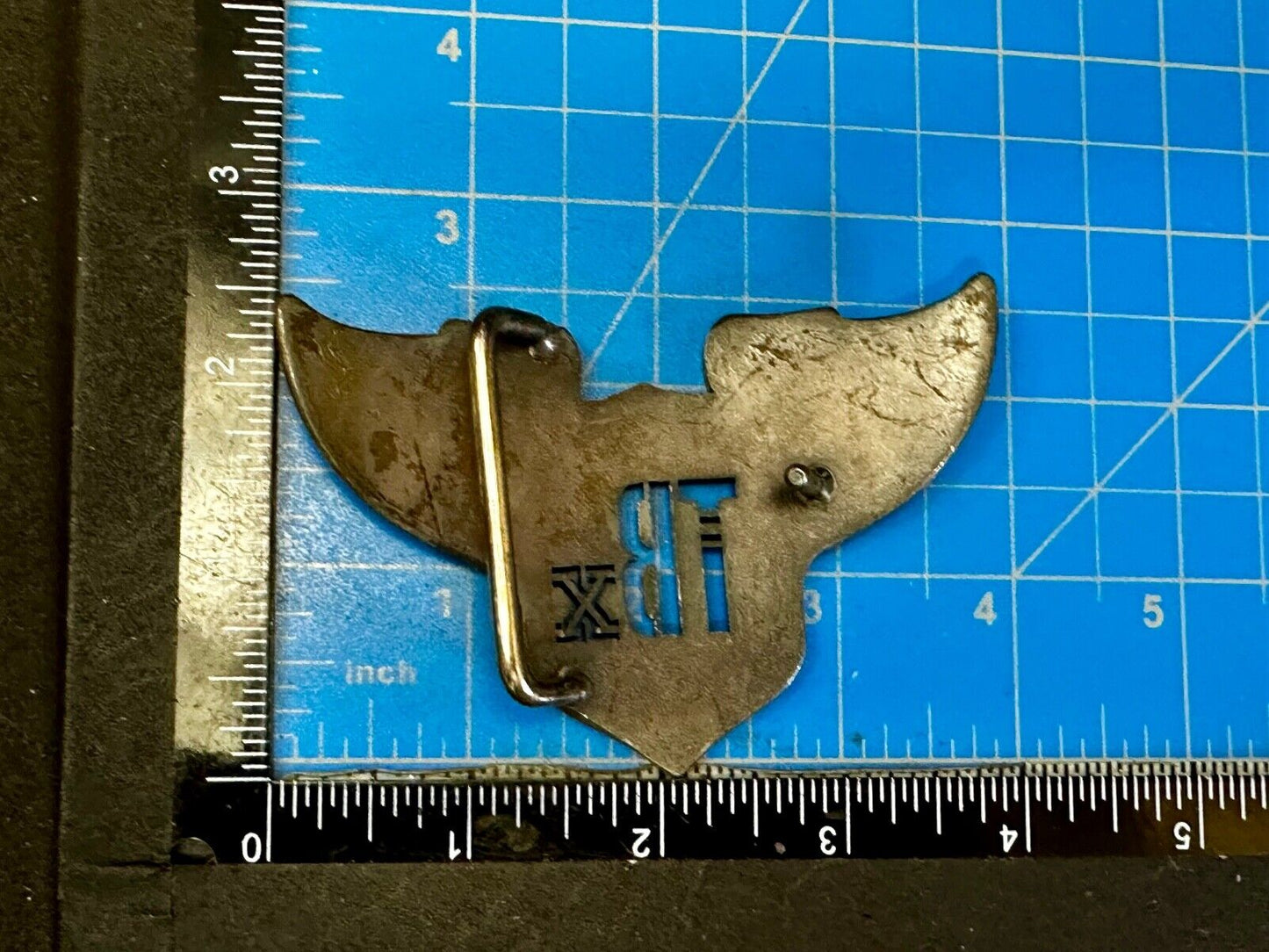 TBX Winged Bomb Vintage Silver Tone Cutout Belt Buckle