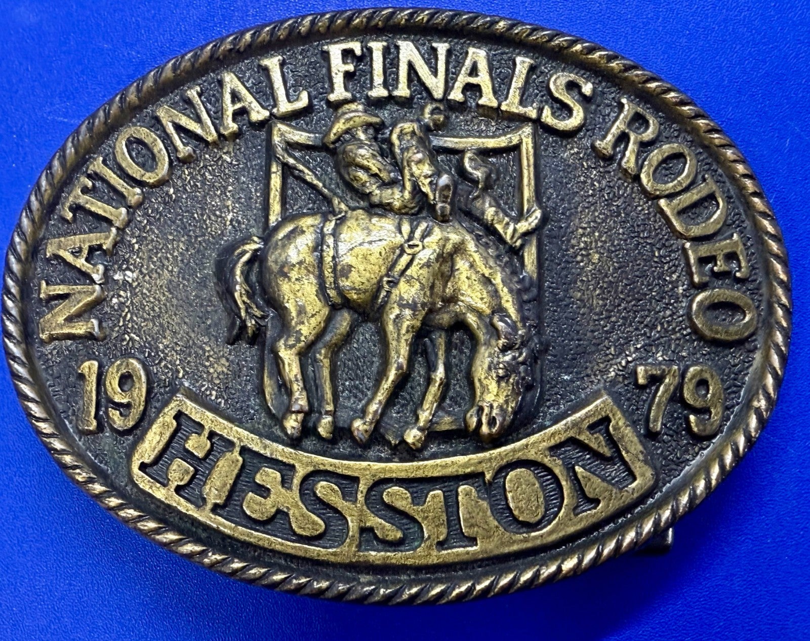 1979 Hesston NFR National Finals Rodeo Cowboys Western Vintage Belt Buckle