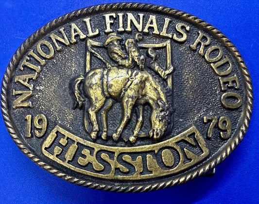 1979 Hesston NFR National Finals Rodeo Cowboys Western Vintage Belt Buckle
