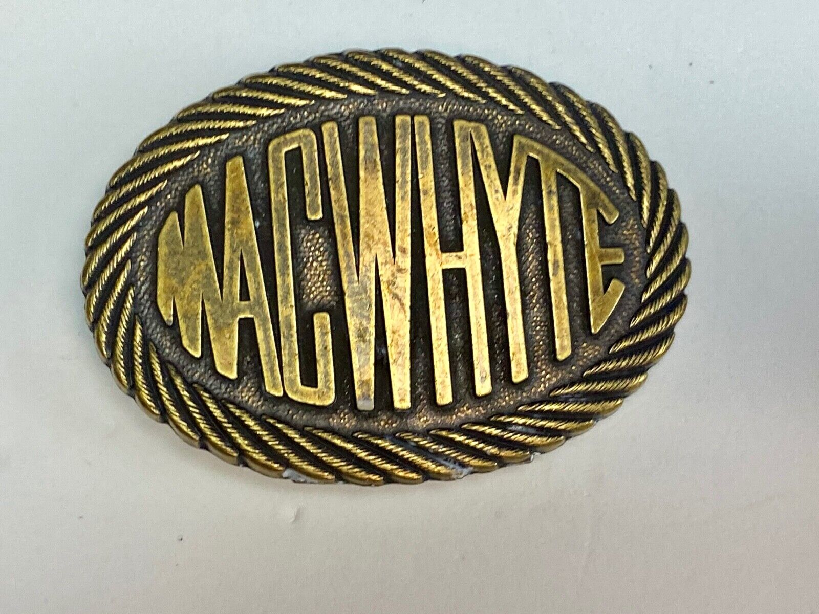 Vintage Macwhyte Belt Buckle Canadian Wire Rope & Specialty Cable Manufacturer 