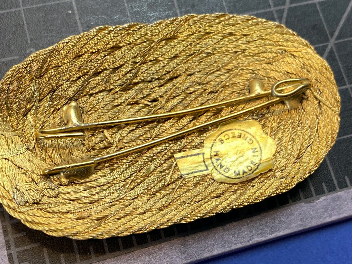 Artisan Rope Braided Wrapped Pattern Oval Hair Clip, Buckle, Made in Greece 