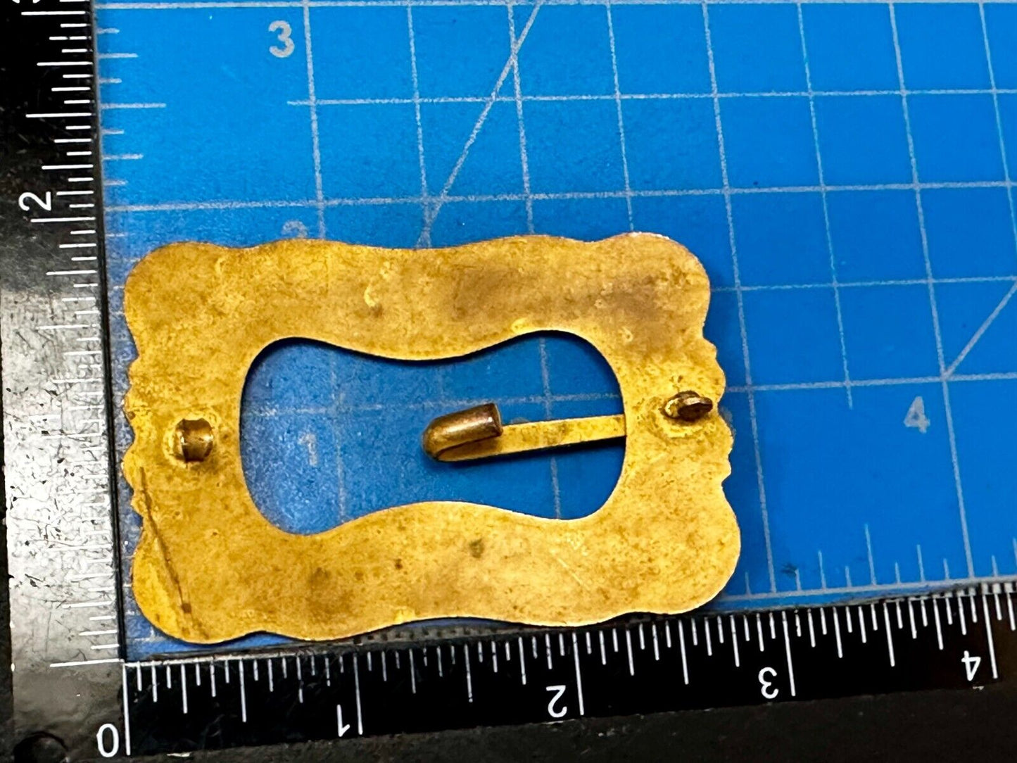 Antique? Victorian Art Nouveau Gold Color Filigree Hook Prong Belt Buckle