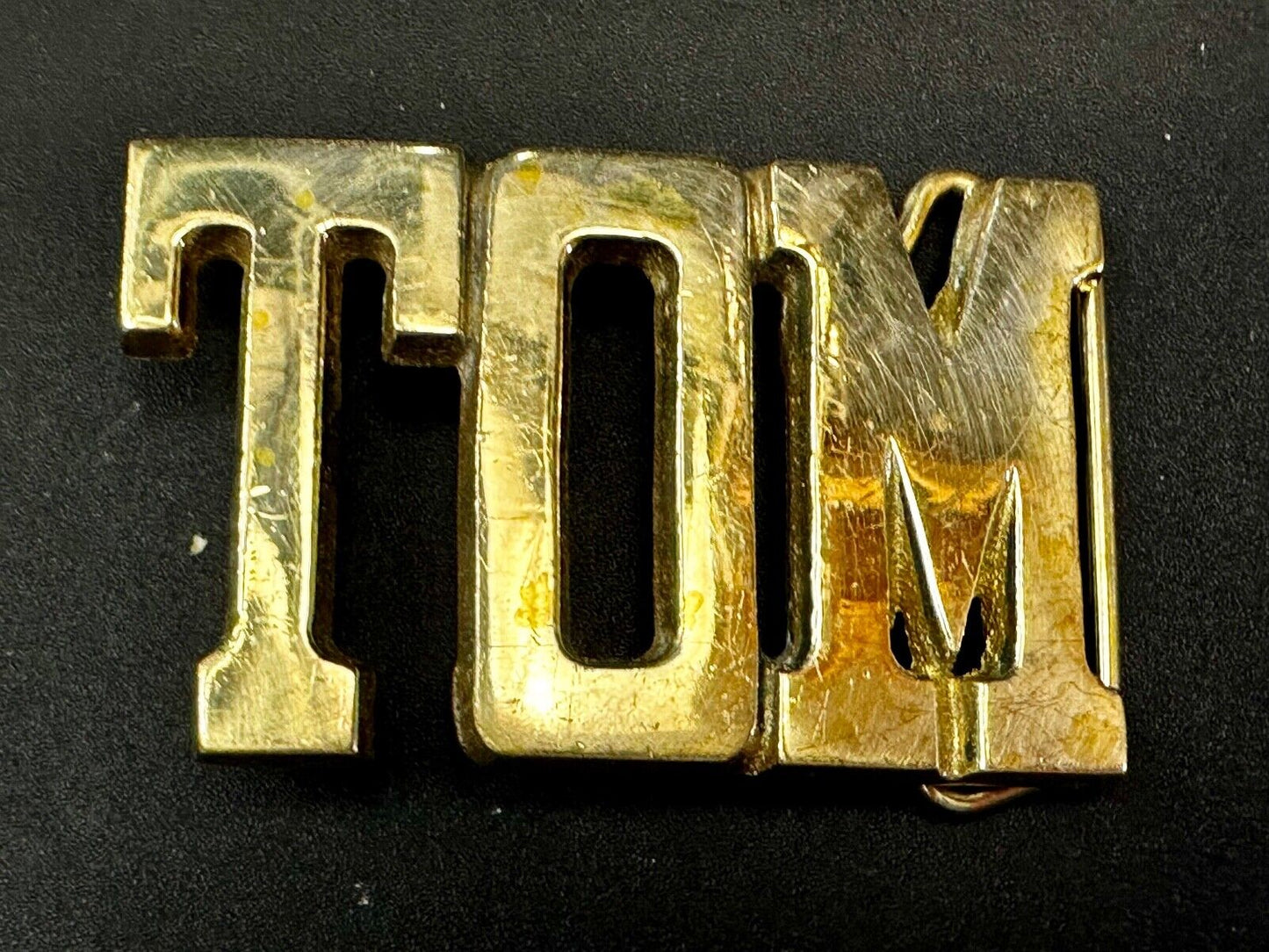 TOM - Custom Name cutout block letters Solid Brass Belt Buckle by Baron