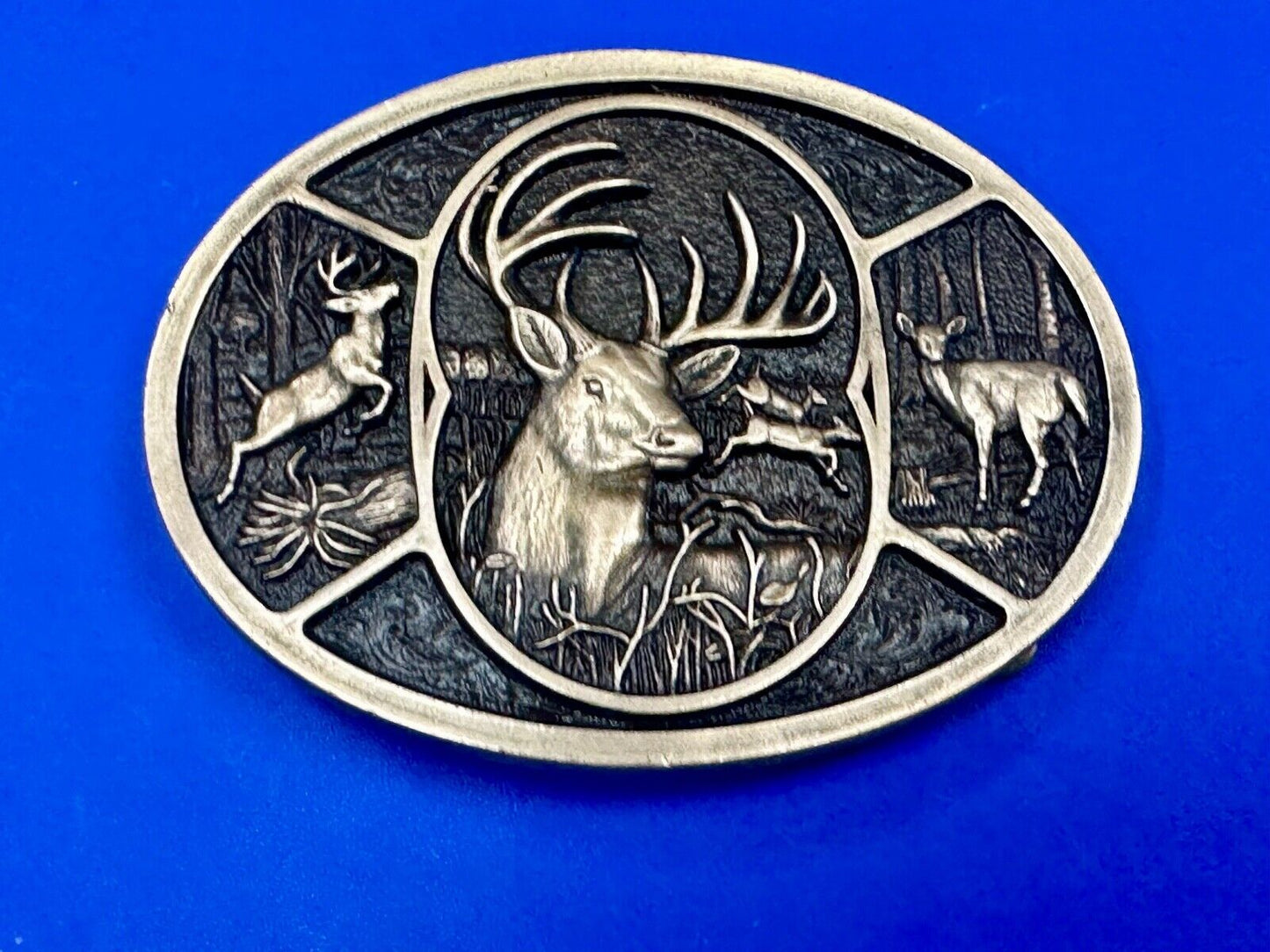 Vintage Deer Buck Doe  Heritage Attitude Belt Buckle by Montana Silversmiths