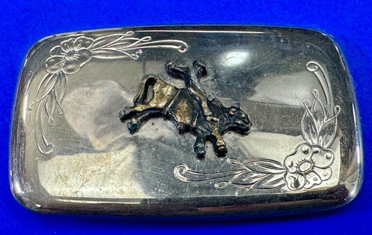 USA made Cowboy Saddle Bronc Western two tone belt buckle