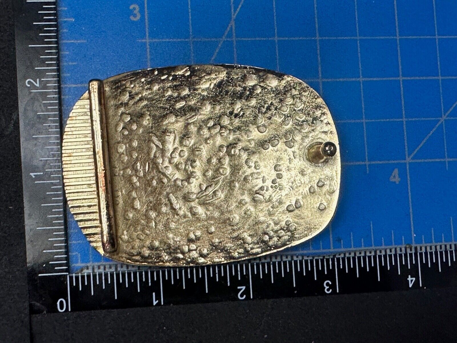 Vintage Hammered Brass Tone artisan Belt Buckle