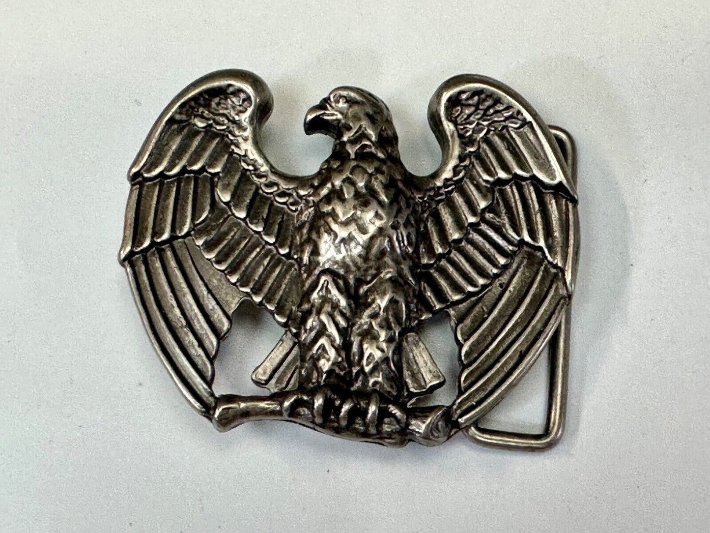 1970s CUT-OUT **BALD EAGLE ON BRANCH** PEWTERTONE PATRIOTIC BELT BUCKLE