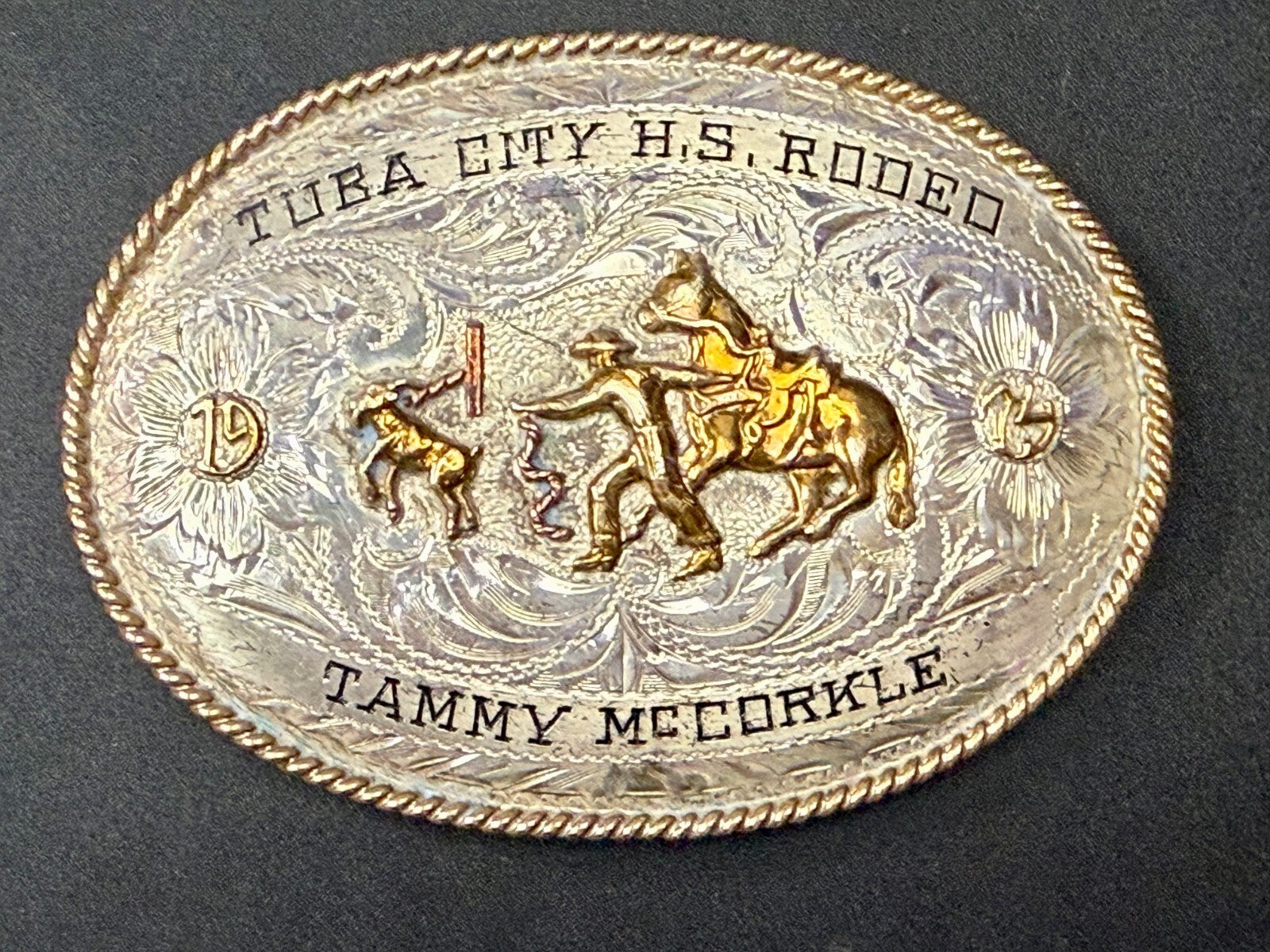 Tuba City High School Rodeo B-K Silversmiths Award Trophy Belt Buckle