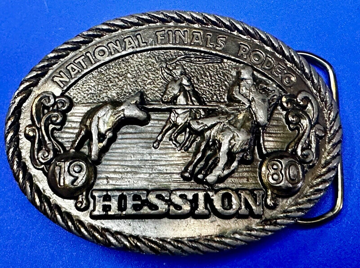 1980 Hesston National Finals Rodeo NFR Collectors Rodeo Cowboy Belt Buckle