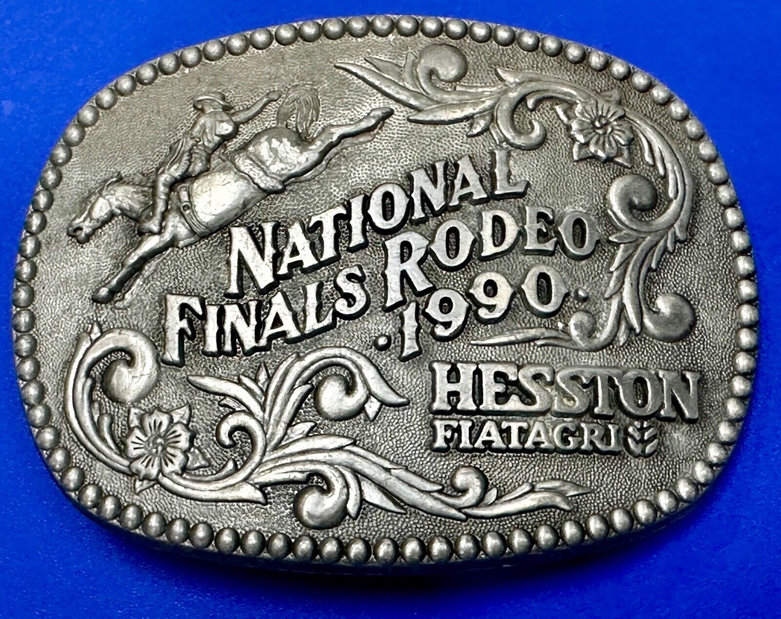 1990 ADM NATIONAL FINALS RODEO ADULT SIZE  NFR NOS WESTERN COWBOY BELT BUCKLE