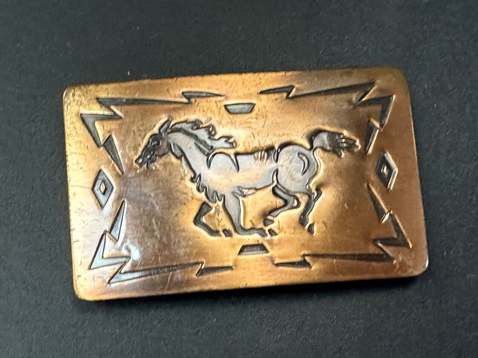 Vintage Chambers Copper Horse Belt Buckle Made in U.S.A.￼ Rare see pictures!