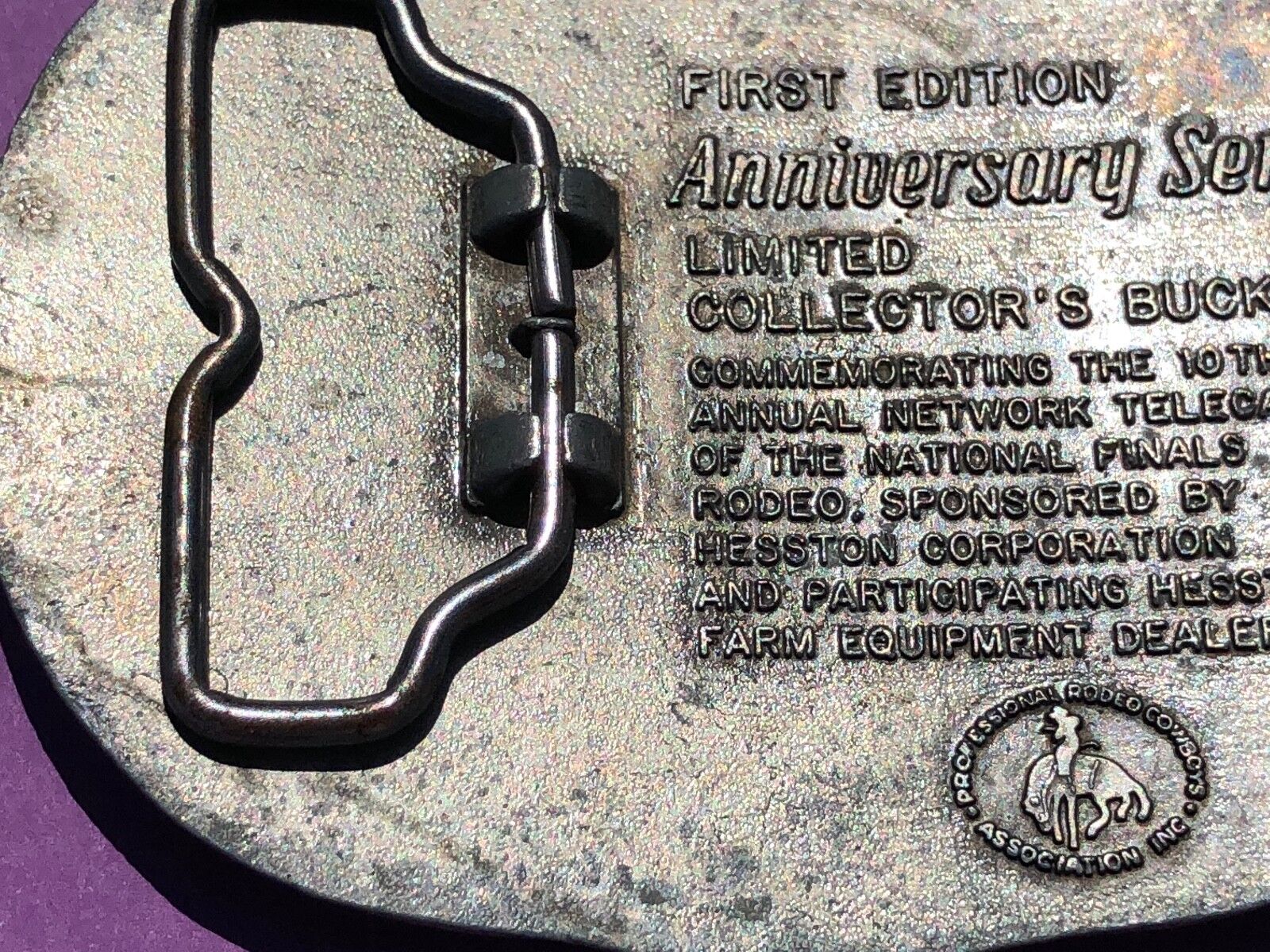 1983 25th Anniversary Series  Hesston National Finals Rodeo Belt Buckle 3.5x3"