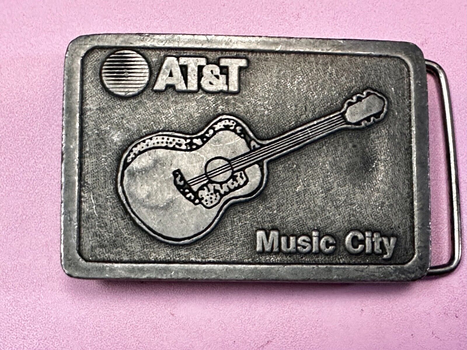 AT&T Nashville Music City Communications Acoustic Guitar Pickers Belt Buckle