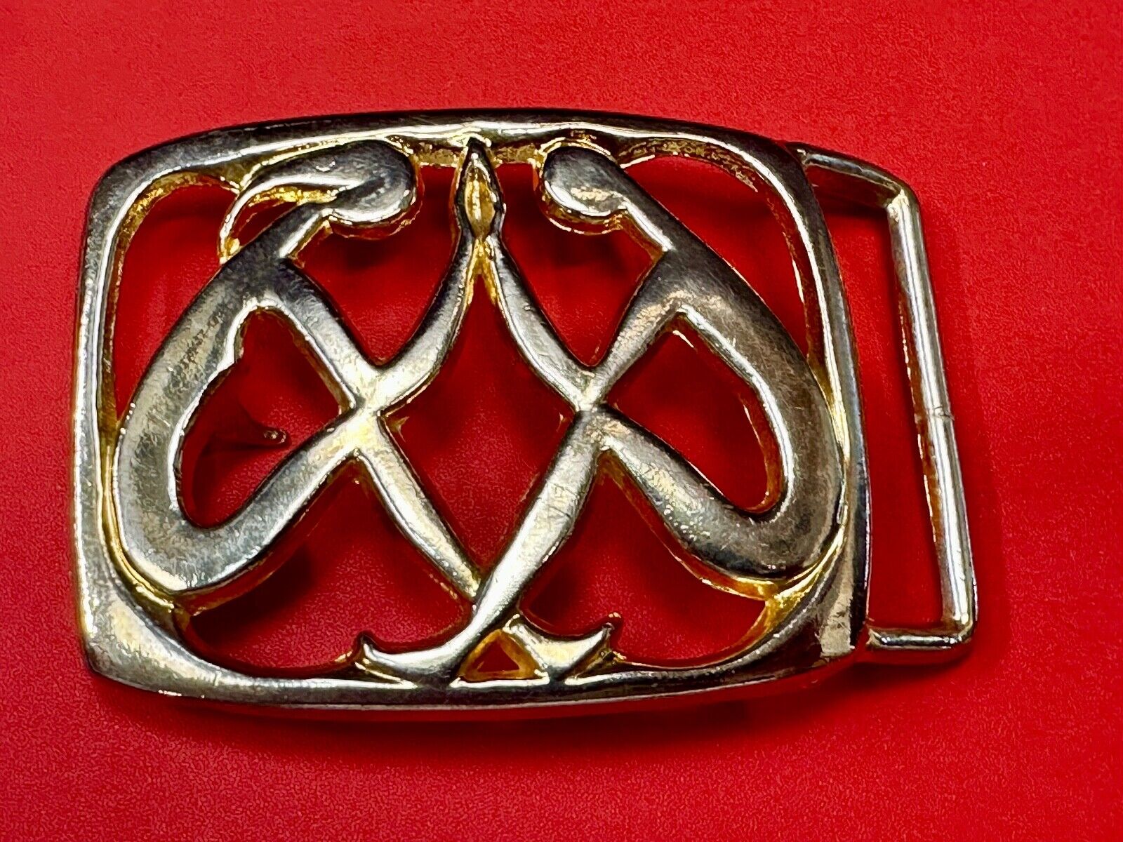 Abstract gold color Two Women touching palms  - Hippy see through belt buckle