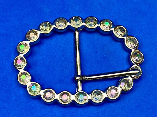 Antique? Rhinestone covered simple silver tone victorian vibe belt buckle 