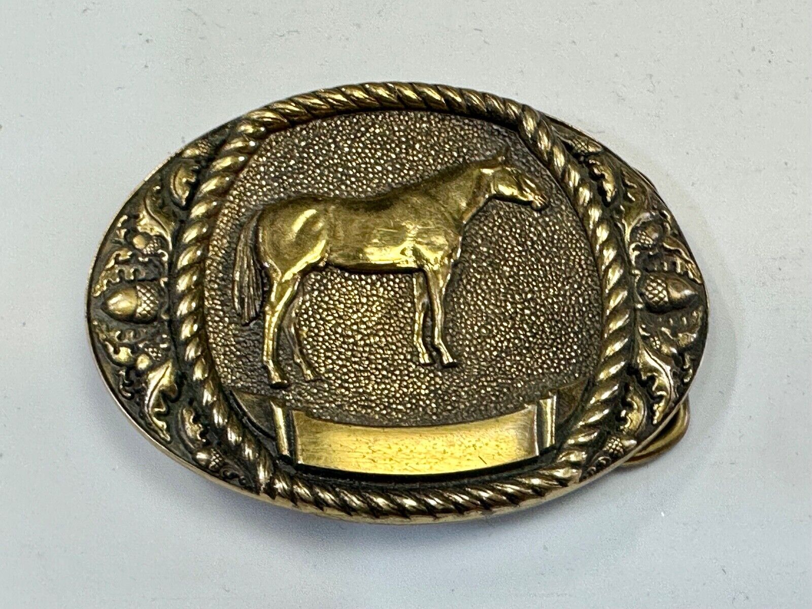 Trophy Award Style Standing HORSE Vintage belt buckle by Sunset brass