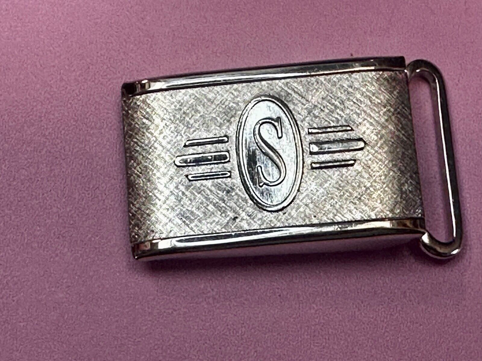 Art Deco Nuevo Letter S Initial Monogram Belt Buckle signed Paris