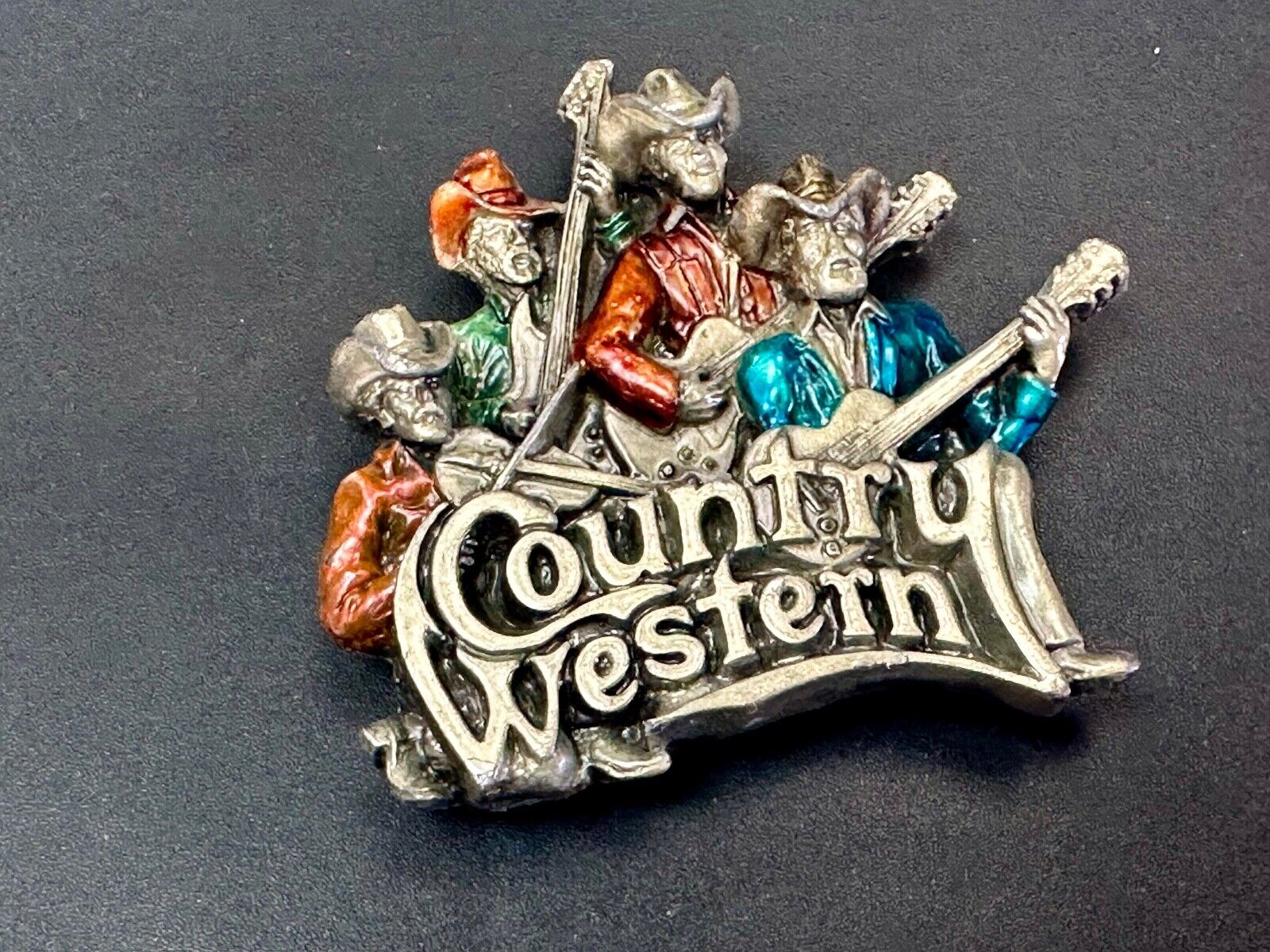 Vintage 1981 Enamel Country & Western Bergamot Brassworks Belt Buckle T-96