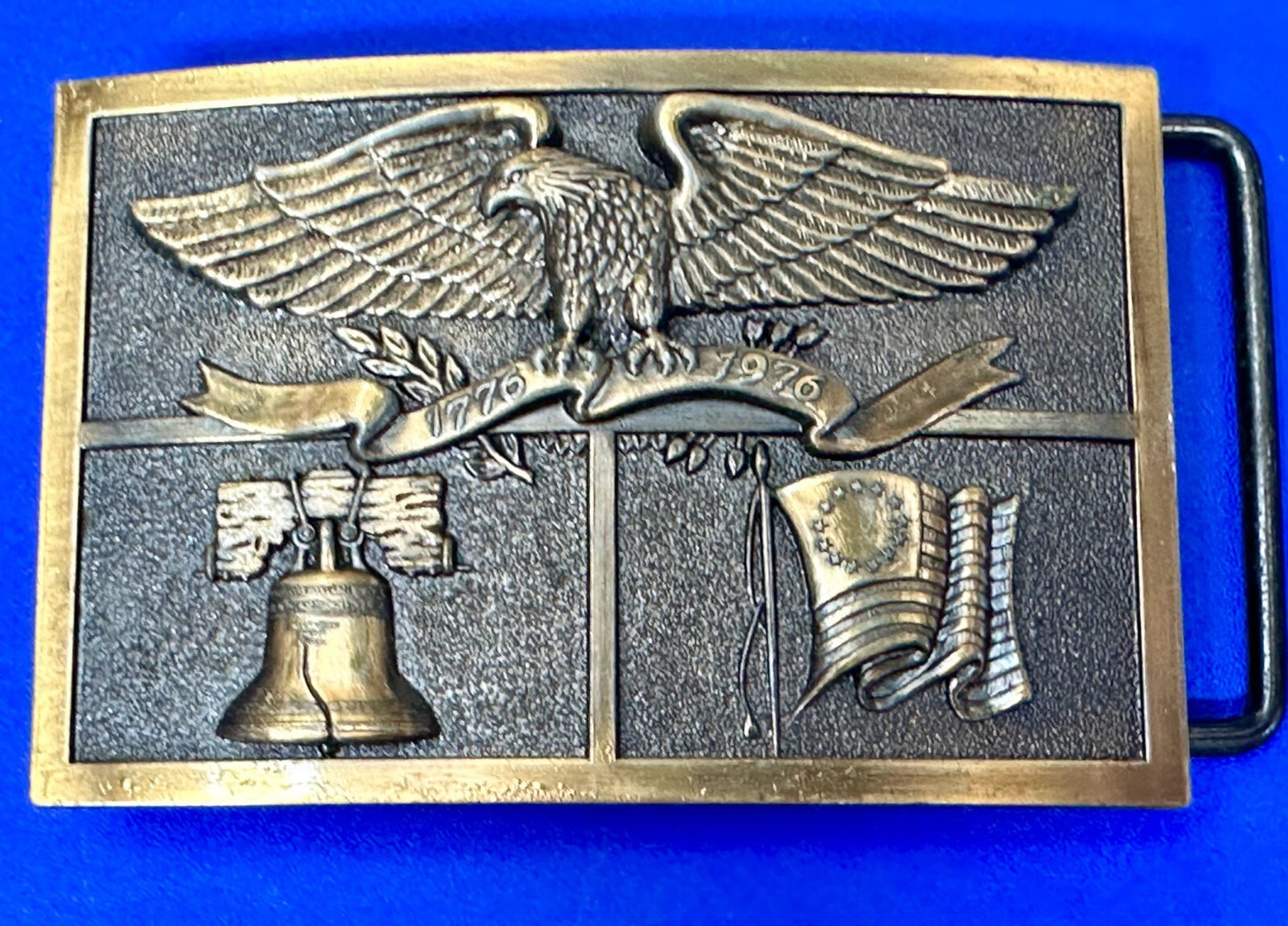 American Heritage Symbol Bicentennial Eagle Bell State Flag Belt Buckle