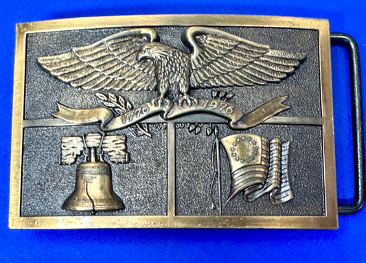 American Heritage Symbol Bicentennial Eagle Bell State Flag Belt Buckle