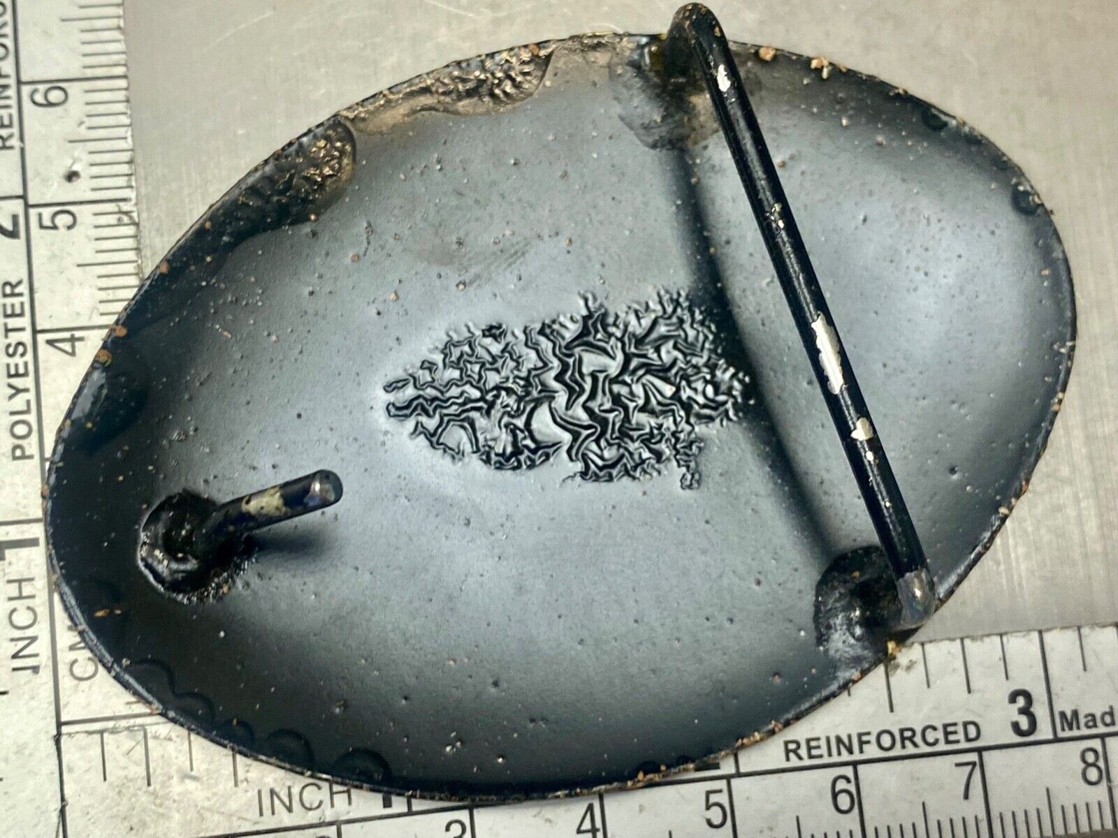 Artisan Half  Egg shaped oval Brown Textured painted belt buckle