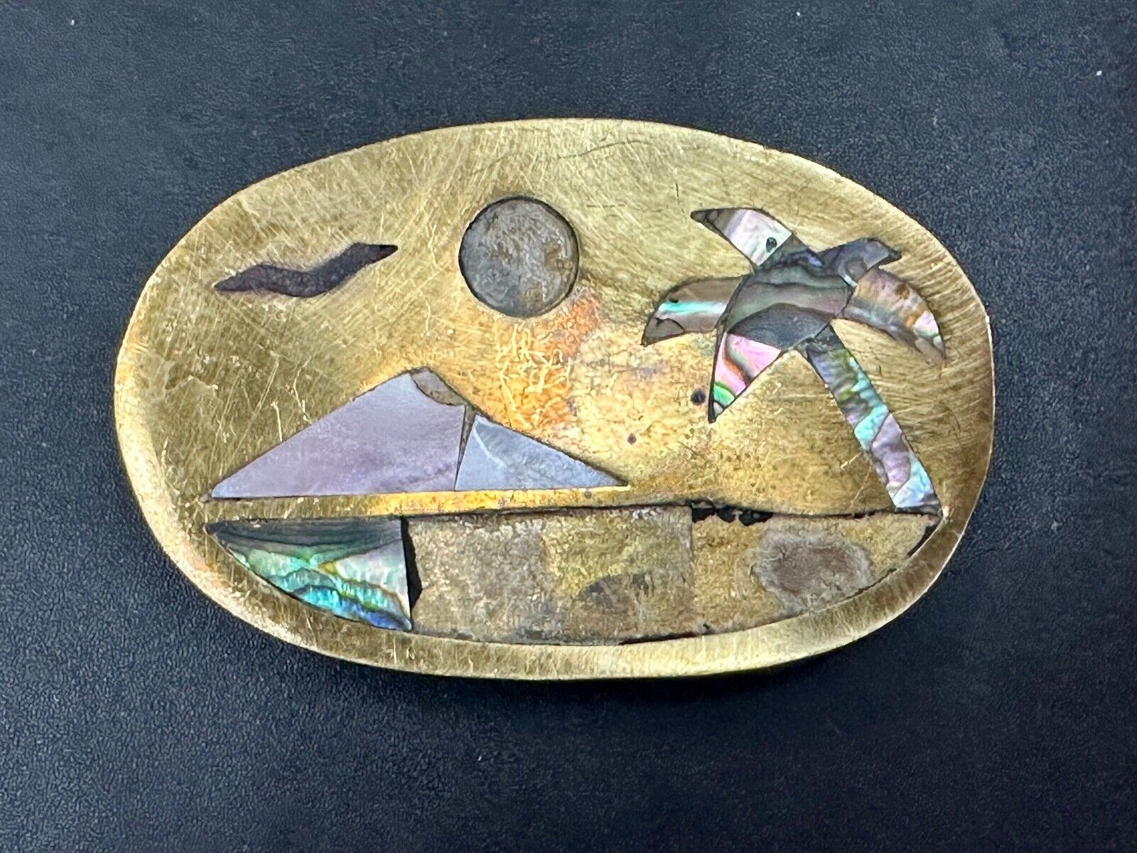 A Project belt buckle to repair - Missing inlaid inlay Abalone shell