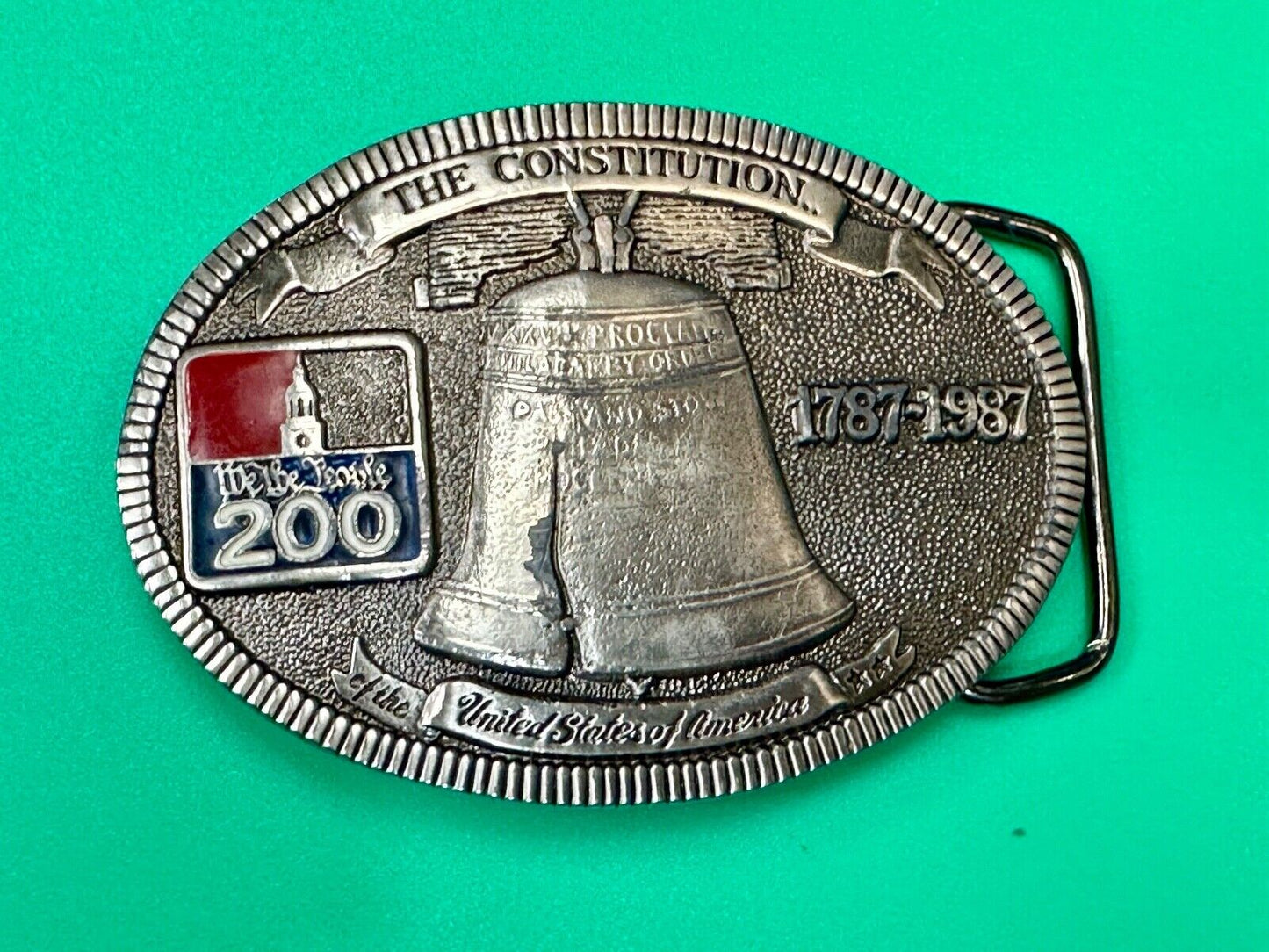 USA 200 year Celebration of the constitution Patriotic Liberty bell belt buckle