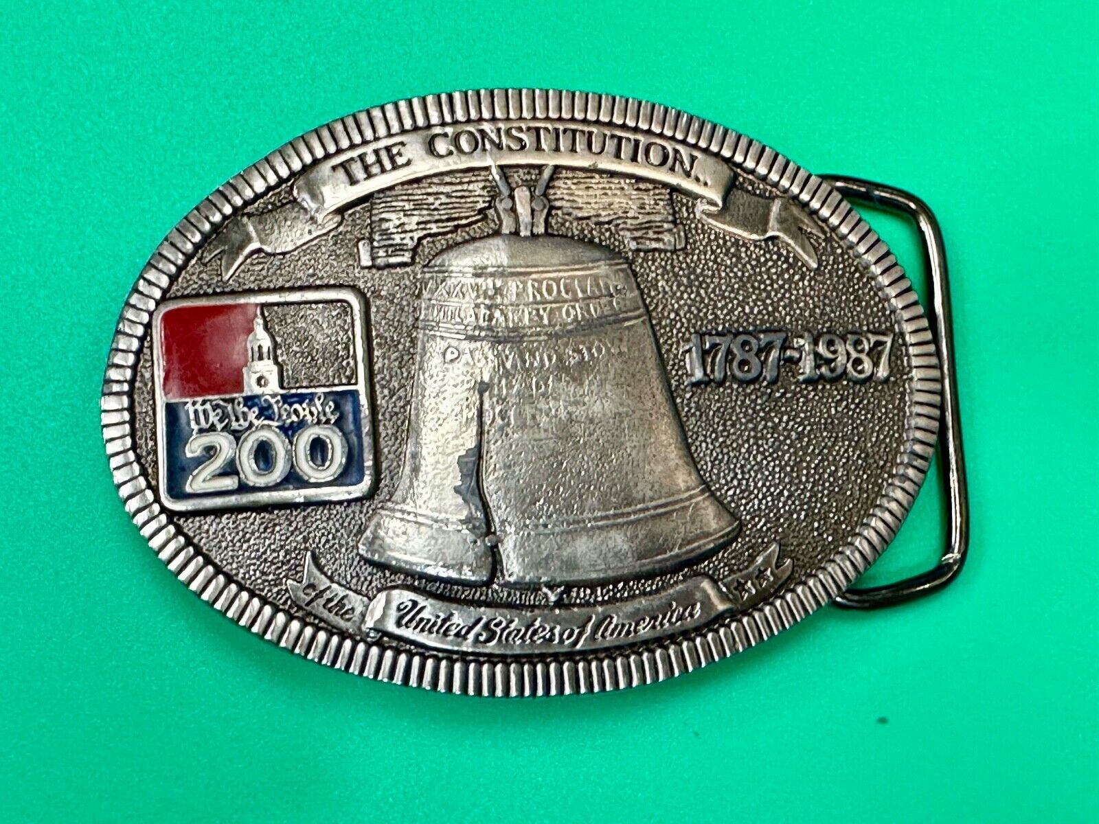 USA 200 year Celebration of the constitution Patriotic Liberty bell belt buckle