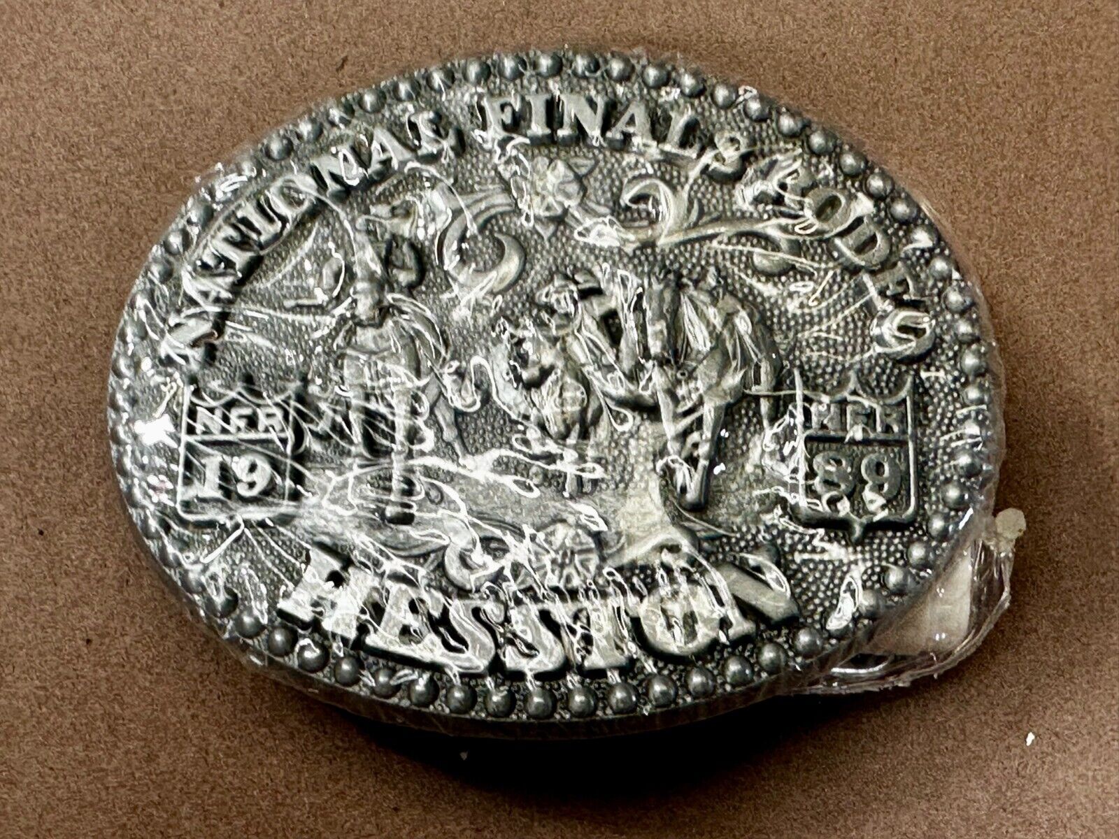 1989 Hesston National Finals Rodeo NFR Cowboys Youth Size NOS Belt Buckle