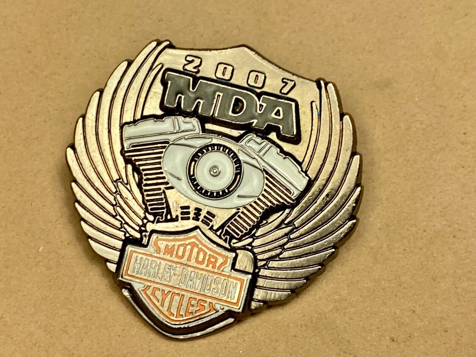 2007 MDR Ride Harley Davidson Motorcycle Collectors pin Engine & Wings