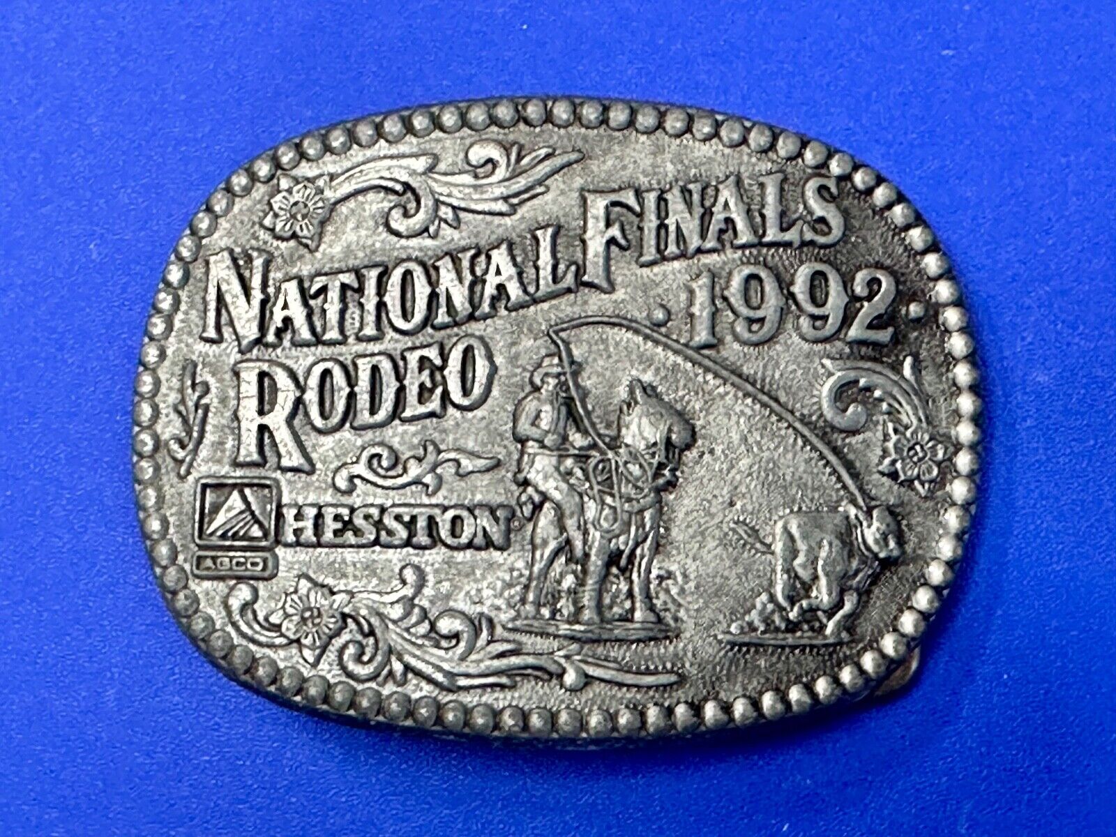 1992 Hesston National Finals Rodeo NFR Youth Size Award Design Medal Belt Buckle