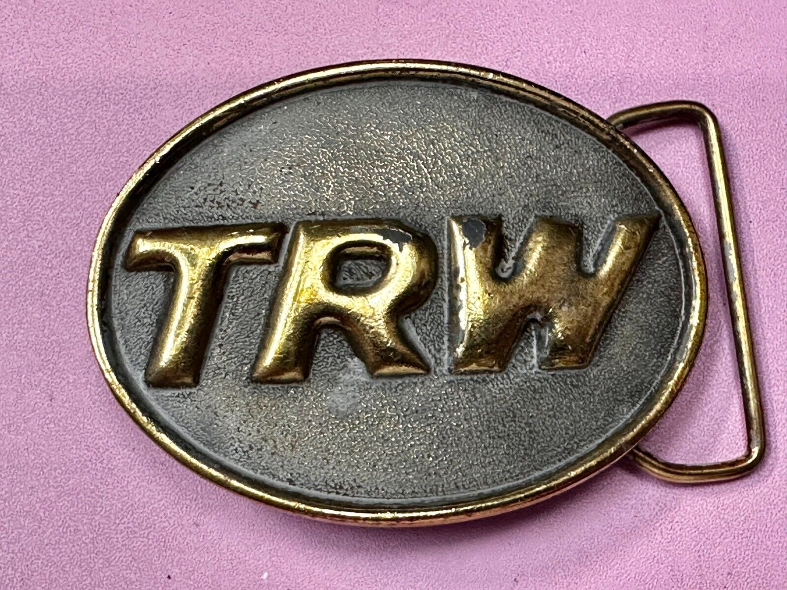 TRW Automotive Parts Advertising Vintage Belt Buckle by Indiana Metal Craft