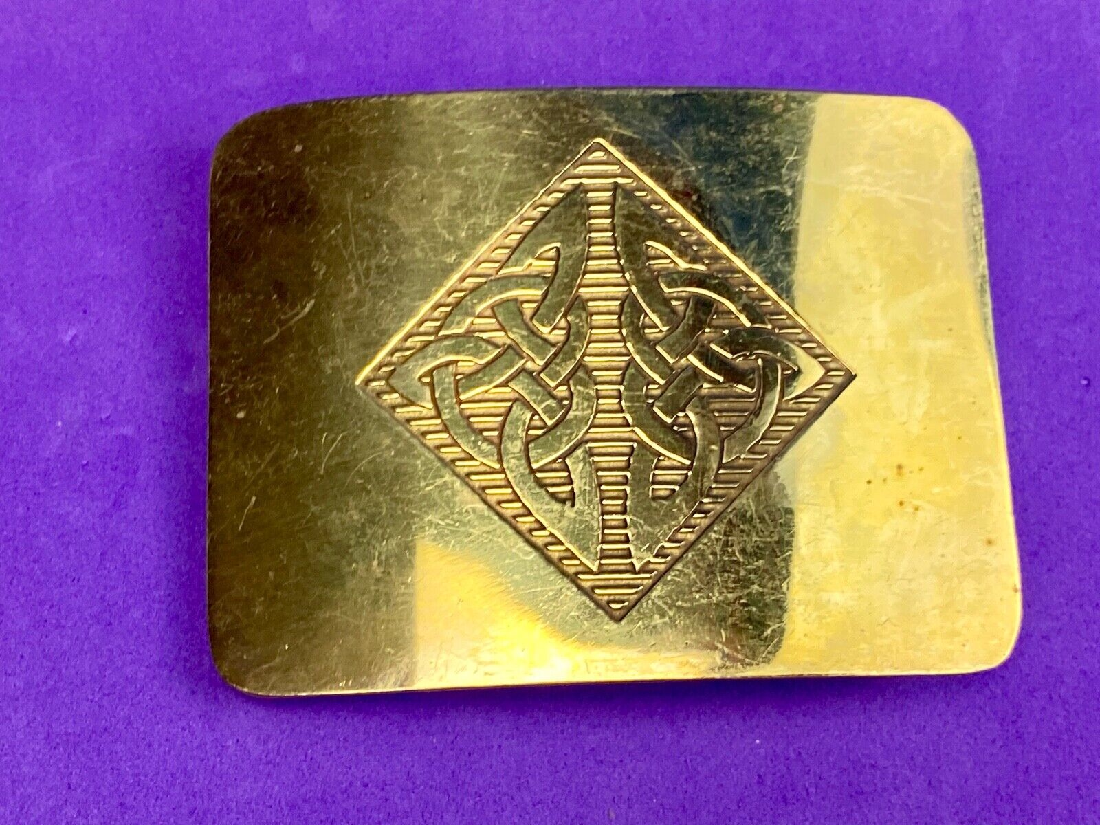 Antique Brass tone BOHO HIPPIE Ornate Lines Pattern Belt Buckle 