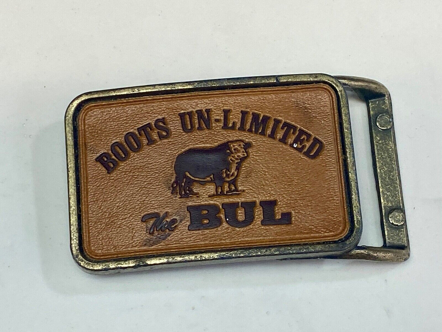 Vintage Leather belt buckle BOOTS unlimited - The Bul  Bull  Pooler GA Company 
