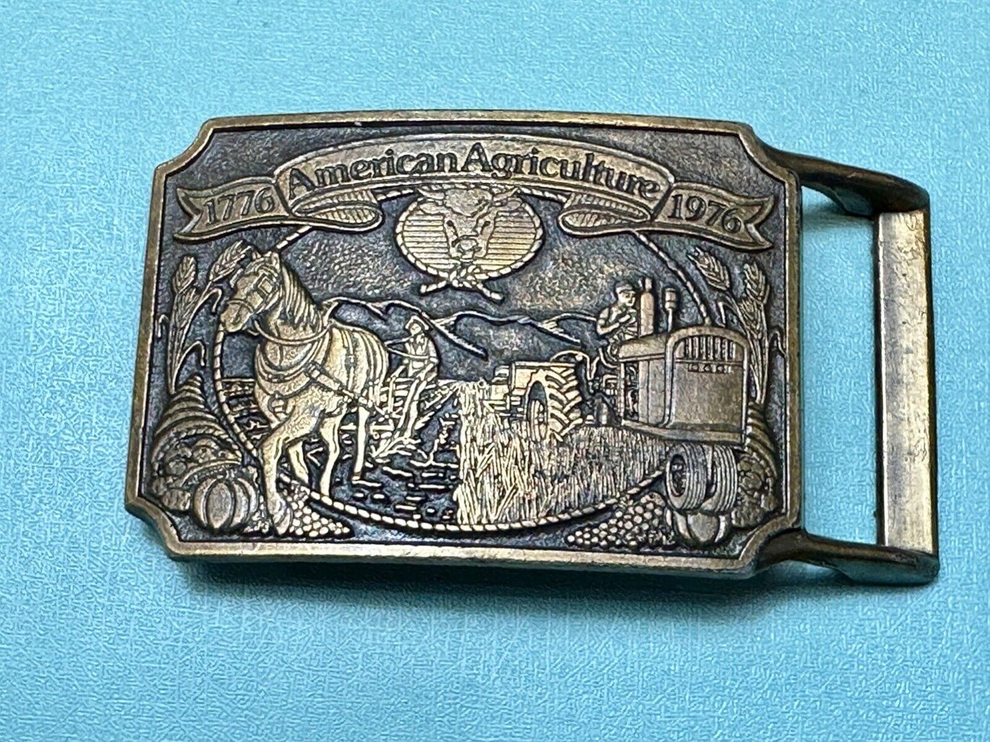 American Agriculture bicentennial celebration belt buckle 1975 - Ortho & Chevron