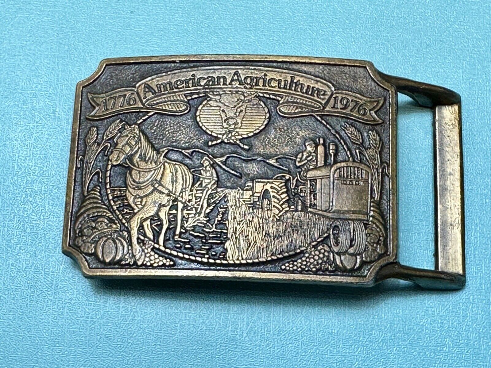 American Agriculture bicentennial celebration belt buckle 1975 - Ortho & Chevron