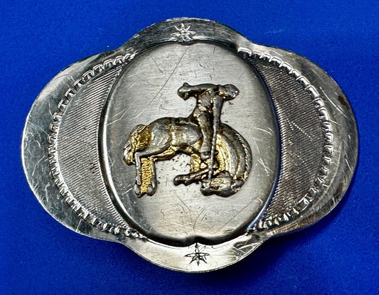 Vintage Cowboy Saddle Bronc western two tone belt buckle
