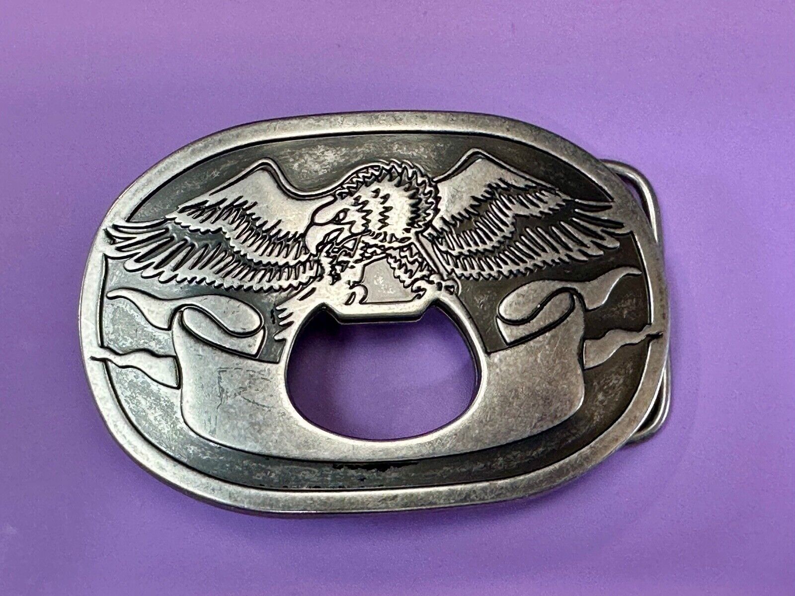 American Bald Eagle and Award Ribbon Belt Buckle and Bottle Oponer