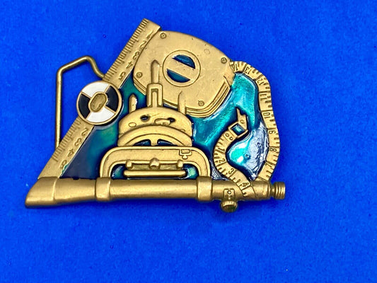 Vintage 1982 Sailing Boat Tools solid brass belt buckle by Baron Brass Works 