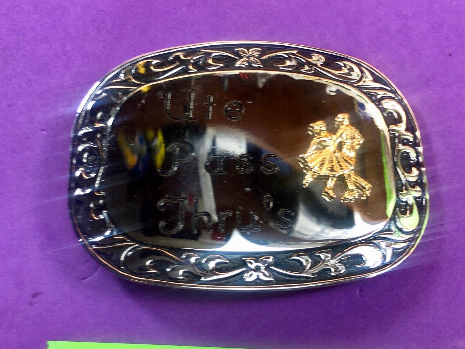 Ute Pass Thru's western country line square dancing couple  belt buckle 