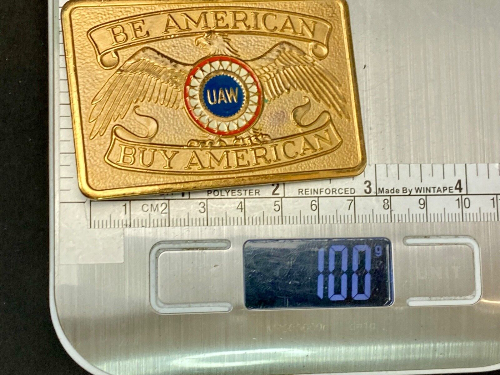 Be American, Buy American Patriotic Vintage Uaw Union Belt Buckle  