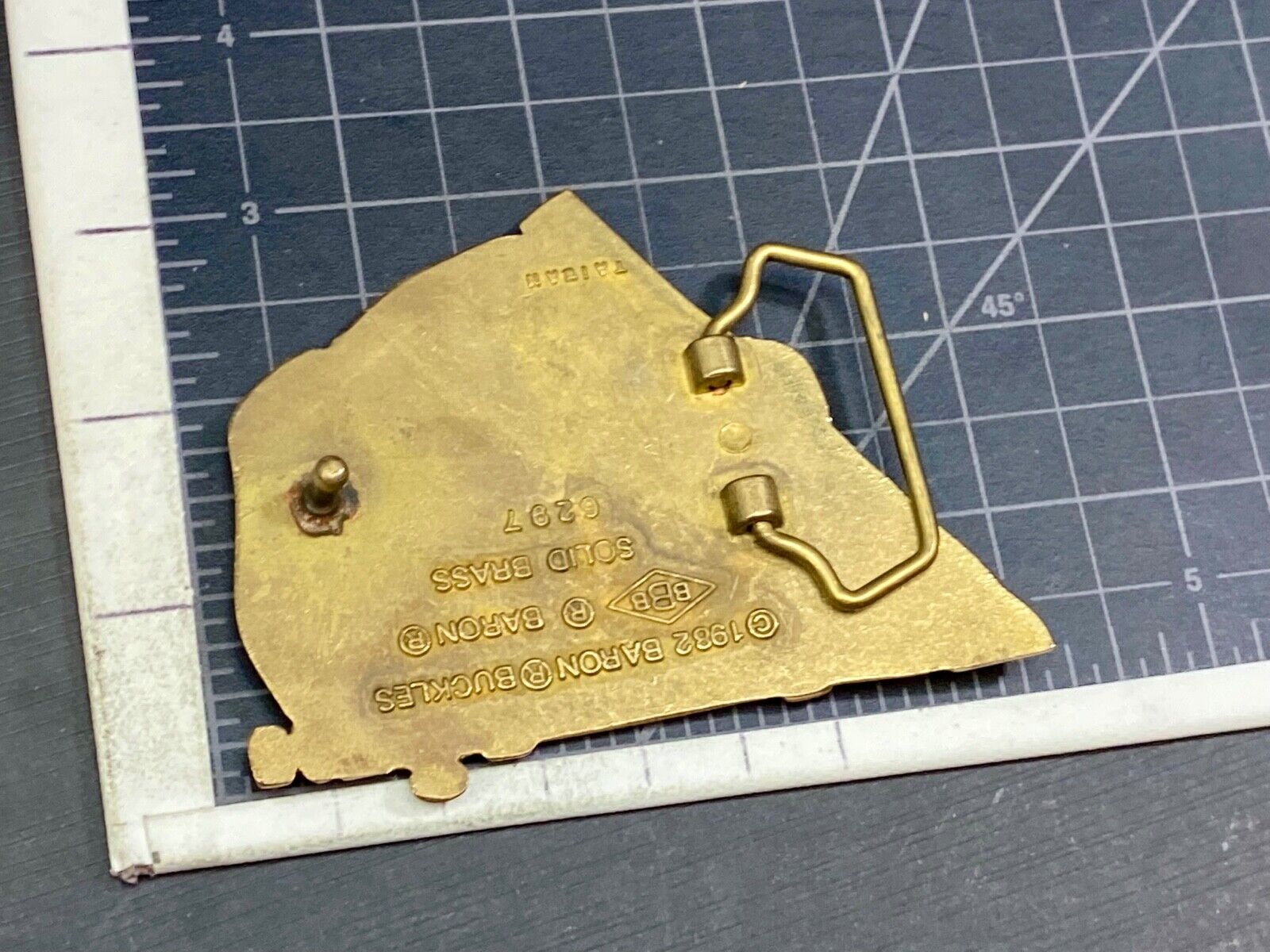 Vintage 1982 Sailing Boat Tools solid brass belt buckle by Baron Brass Works 