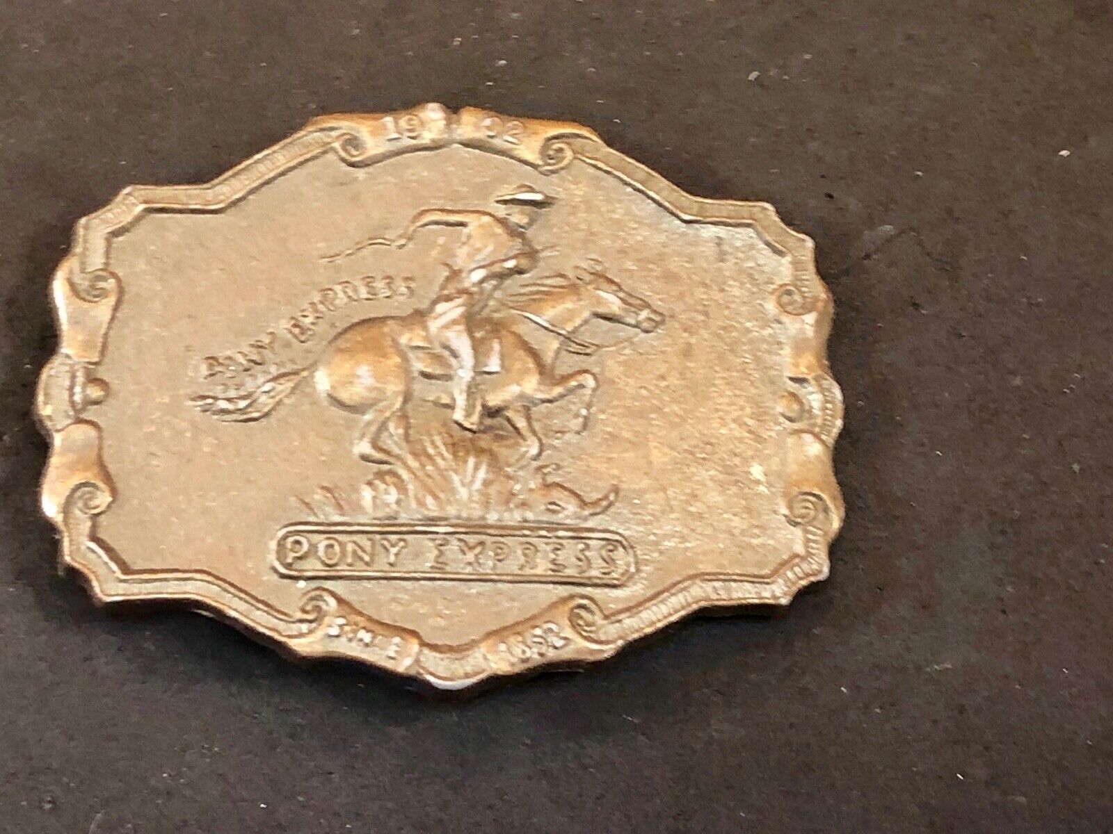 The Historic Providence Mint Pony Express Horse Rider Western Framed Belt Buckle