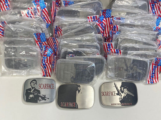 50 Pack Scarface Movie Tony Montana belt buckle - Resale Gifts Lot of 3 types