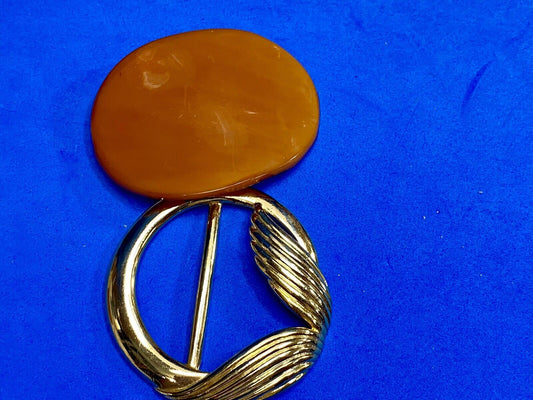 Torino Signed Gold Tone Round Scarf Tie Clip Belt Buckle Plus Bonus Belt Buckle 