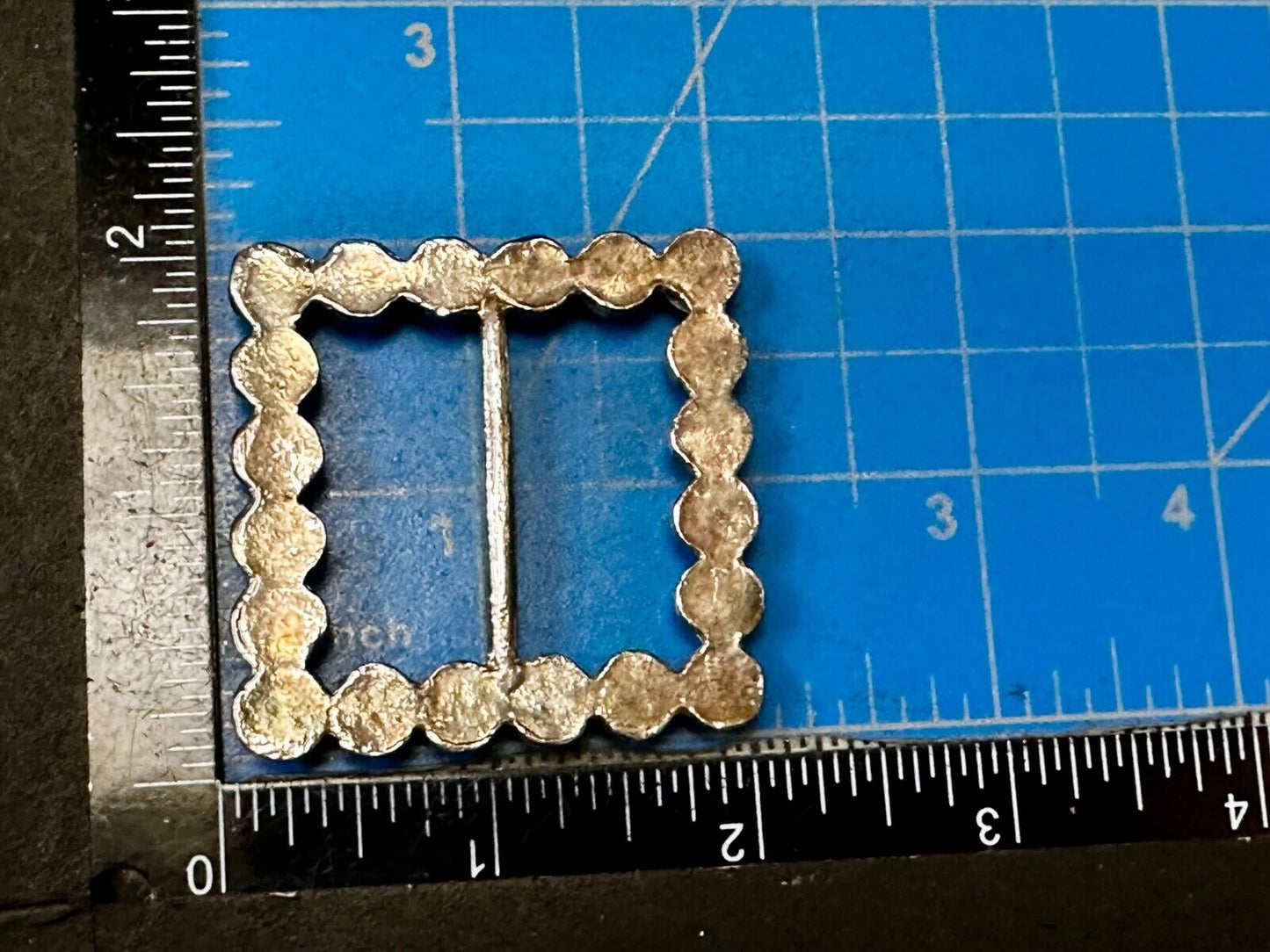 Vintage Faux Pearls Rectangular Gold Tone Plastic Belt Scarf Clip Slide Buckle