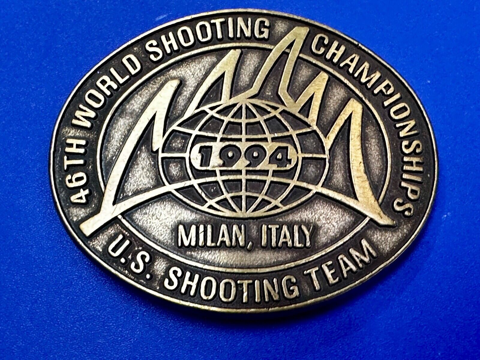 46TH World US Shooting Championship 1994 Milan Italy Commemorative Belt Buckle